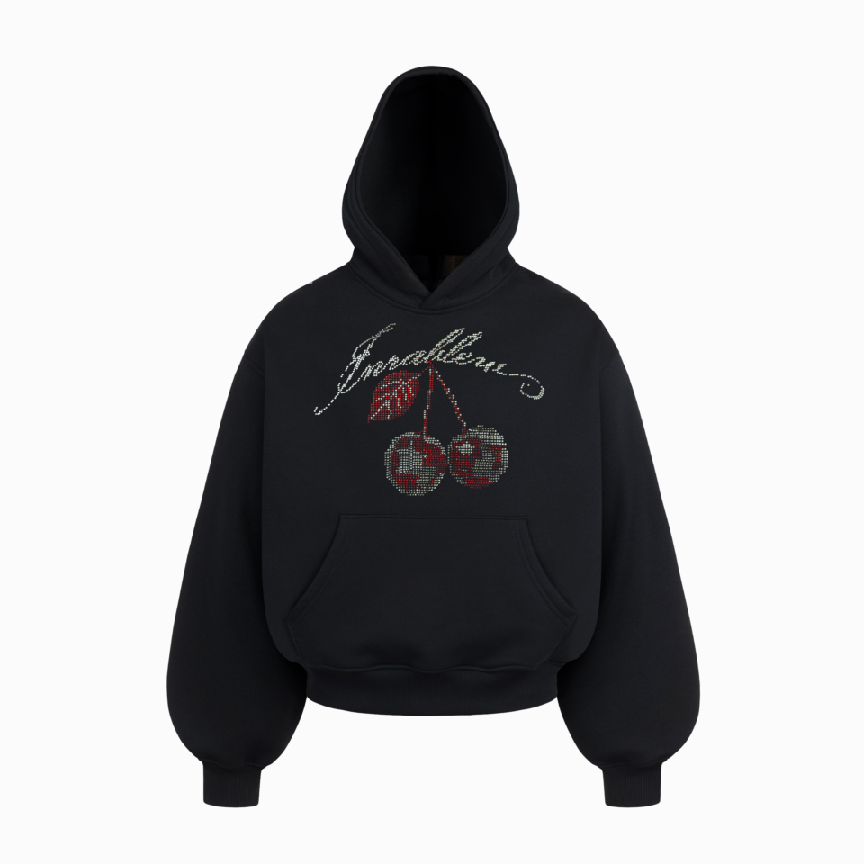 CHERRIES BOXY HOODIE (BLACK)