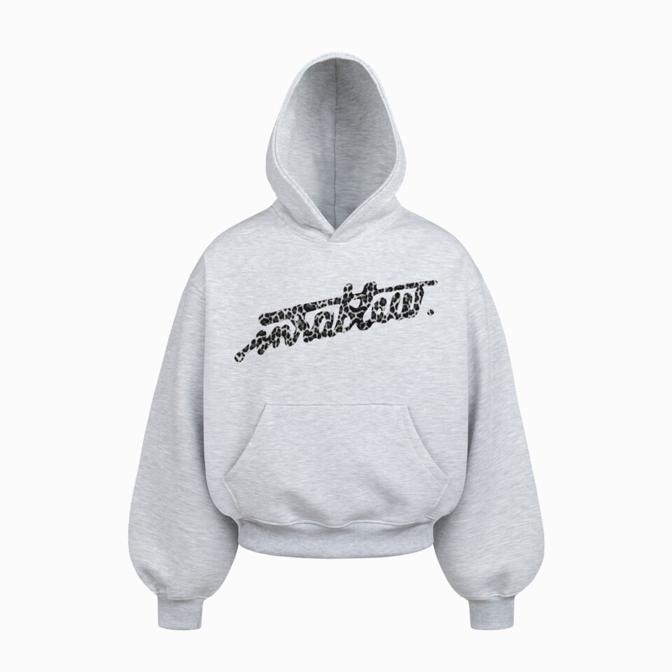 GRAFFITI SILVER SAFARI BOXY HOODIE (MELANGE)
